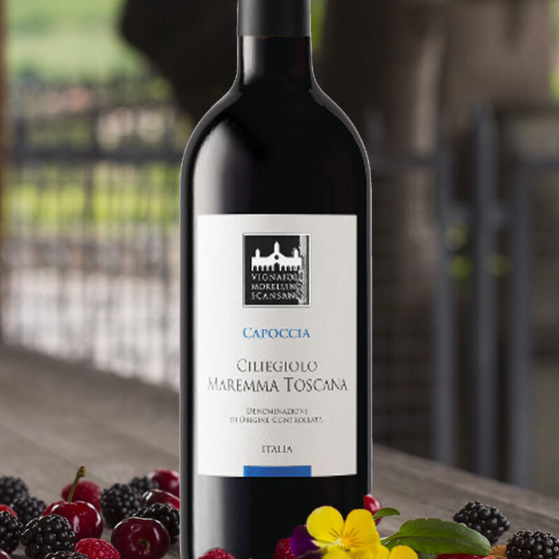 Fruttato e di grande piacevolezza, il Ciliegiolo Maremma Toscana Doc Capoccia è perfetto per la tavola di tutti i giorni. Il Maremma Toscana Doc Capoccia ha un colore rubino carico, un naso dolce e piacevole caratterizzato da sentori freschi, vinosi e fruttati con riconoscimenti di prugne, mirtilli e more su fondo di note speziate. Succoso e mediamente strutturato, all’assaggio è secco, giustamente morbido, ben bilanciato dalla sottile nota fresca e dai tannini rotondi. Finale di buona lunghezza e ottima pulizia e carattere.